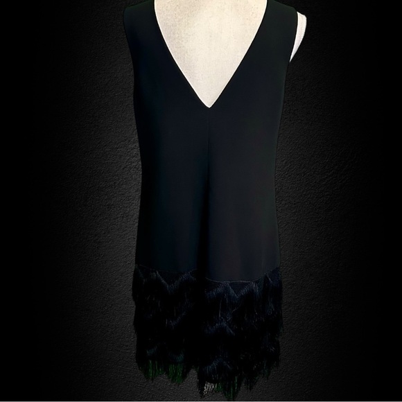 BCBGMaxAzria ‘Addilyn’ Fringe Trim Shift Dress in Black Size 6 - Picture 10 of 15